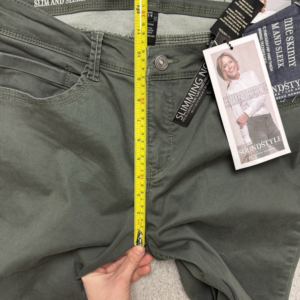 Sound/ Style By Beau Dawson Jamie Slimming Skinny Jeans Green Size 14 NWT - Picture 7 of 11